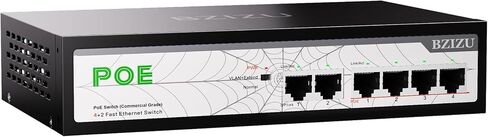 Poe Switch 6 Port 100Mbps ، مع 4x 802.3af/في المنافذ و 2 Uplink - 65 واط الطاقة الإجمالية ، وتصميم المعادن بدون مروحة ، والتوصيل والتشغيل مفتاح غير مُدارة لكاميرات IP ، ونقاط الوصول (سطح المكتب/الحائط) in Kuwait