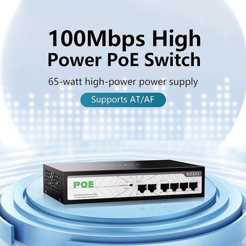 Poe Switch 6 Port 100Mbps ، مع 4x 802.3af/في المنافذ و 2 Uplink - 65 واط الطاقة الإجمالية ، وتصميم المعادن بدون مروحة ، والتوصيل والتشغيل مفتاح غير مُدارة لكاميرات IP ، ونقاط الوصول (سطح المكتب/الحائط) in Kuwait