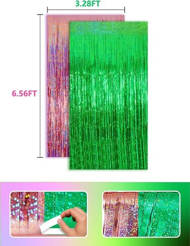Pink and Green Party Decorations Birthday Curtain Streamers Witch Merch Decor Booth Photo Backdrop Streamers Kit Movie Themed Accessories 2 Pack in Saudi Arabia