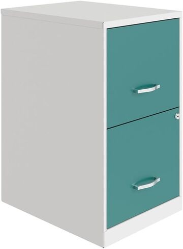 UrbanPro 18". 2 Drawer Metal File Cabinet in Turquoise/White in Saudi Arabia