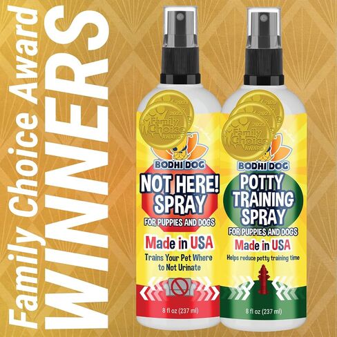 Bodhi Dog Not Here Spray - Trains Your Pet Where Not to Pee Indoors or Outdoors - Anti Marking Deterrent for Furniture, Carpet and Floor - Training Corrector for Puppies & Dogs - Made in USA (8 Fl Oz) in Kuwait