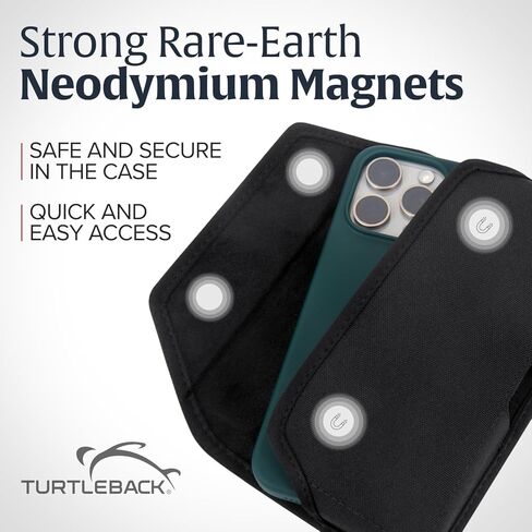 Turtleback Premium Leather Phone Holster for iPhone 16 Pro Max, 15 Pro Max, 14 Pro Max, 13 Pro Max – Black Phone Belt Holder Fits Slim Cases – with Exclusive Metal Belt Clip, Magnetic Closure in Kuwait