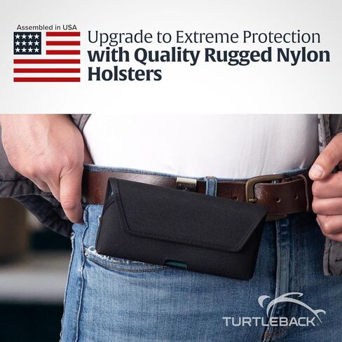 Turtleback Premium Leather Phone Holster for iPhone 16 Pro Max, 15 Pro Max, 14 Pro Max, 13 Pro Max – Black Phone Belt Holder Fits Slim Cases – with Exclusive Metal Belt Clip, Magnetic Closure in Kuwait