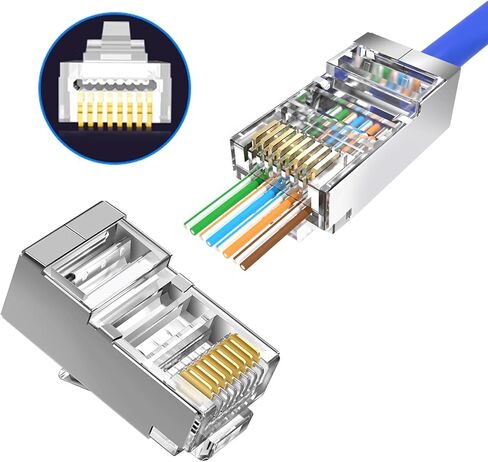 50pcs RJ45 Shielded Pass Through Connectors, 50PCS RJ45 Strain Relief Boots, Cat 6 Pass Through RJ45 Connectors for Solid or Stranded UTP Ethernet Cable 23-26AWG in Saudi Arabia
