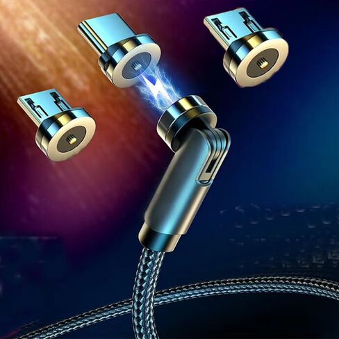 Magnetic Charging Cable 540° Rotation（7-Pack, 1.6ft/3.3ft/3.3ft/6.6ft/6.6ft/10ft/10ft, 3 in 1 USB C Magnetic Phone Charger Cable Compatible with Micro USB/Type C/iProduct Device (Black) in Saudi Arabia