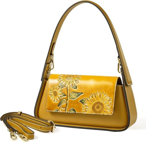 Shoulder Bags for Women, Genuine Leather Shoulder Bag for Women Hand Carved Painted Leather Clutch Saddle Bag with 2 Removable Strap Cute Hobo Tote Handbag Purse (Deer) in Saudi Arabia