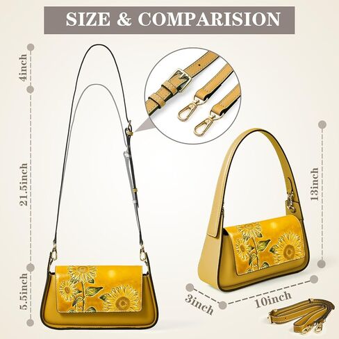 Shoulder Bags for Women, Genuine Leather Shoulder Bag for Women Hand Carved Painted Leather Clutch Saddle Bag with 2 Removable Strap Cute Hobo Tote Handbag Purse (Deer) in Saudi Arabia