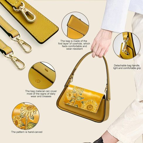 Shoulder Bags for Women, Genuine Leather Shoulder Bag for Women Hand Carved Painted Leather Clutch Saddle Bag with 2 Removable Strap Cute Hobo Tote Handbag Purse (Deer) in Saudi Arabia