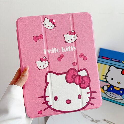 حالة كرتون لطيفة لجيل iPad 10th 10.9 بوصة 2022 مع حامل قلم رصاص ، Trifold Stand Smart iPad مع TPU ناعمة الاستيقاظ/النوم (أبيض) in Kuwait