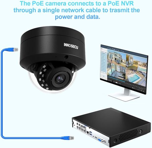 AI 8MP PoE IP Camera, Vandal-Proof Dome Security Camera Outdoor, AI Alarms with Human and Vehicle Detection, Night Vision 100ft, 2.8mm Lens Wide Angle 110°, Built-in Mic, IND8BR54A (White) in Kuwait