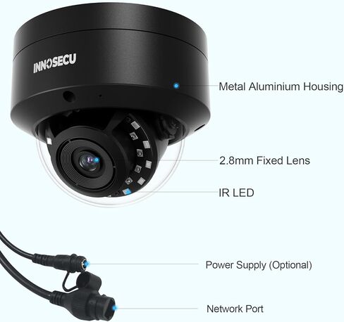 AI 8MP PoE IP Camera, Vandal-Proof Dome Security Camera Outdoor, AI Alarms with Human and Vehicle Detection, Night Vision 100ft, 2.8mm Lens Wide Angle 110°, Built-in Mic, IND8BR54A (White) in Kuwait