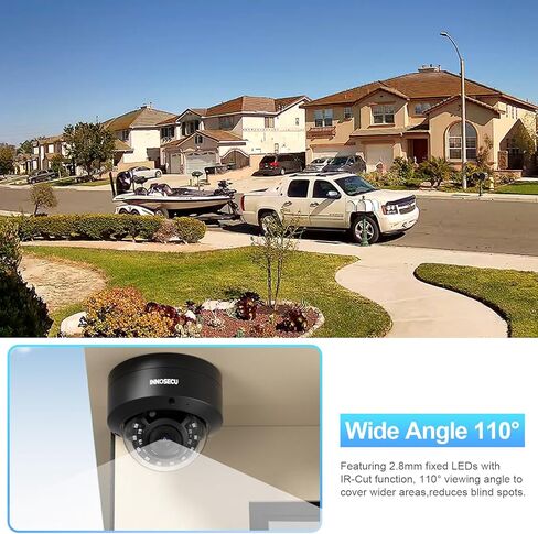 AI 8MP PoE IP Camera, Vandal-Proof Dome Security Camera Outdoor, AI Alarms with Human and Vehicle Detection, Night Vision 100ft, 2.8mm Lens Wide Angle 110°, Built-in Mic, IND8BR54A (White) in Kuwait