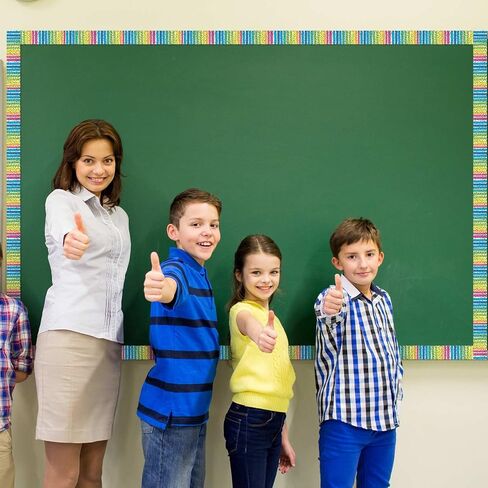 Zonon Classroom Bulletin Board Border 65 Feet Polk Dot Stripes Straight Rolled Border Trim Colorful Classroom Borders for Bulletin Board Decorations School Classroom Home (Rainbow) in Saudi Arabia