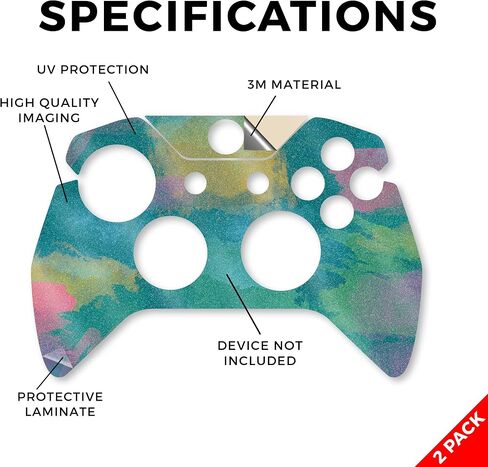 Glossy Glitter Skin Compatible with Microsoft Xbox One Controller (2 Pack) - Watercolor Blue - Premium 3M Vinyl Protective Wrap Decal Cover - Easy to Apply | Crafted in The USA by MightySkins in Saudi Arabia