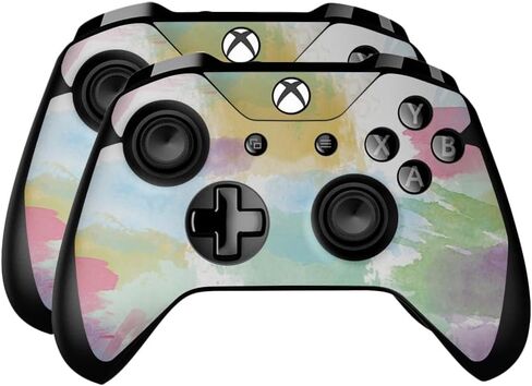 Glossy Glitter Skin Compatible with Microsoft Xbox One Controller (2 Pack) - Watercolor Blue - Premium 3M Vinyl Protective Wrap Decal Cover - Easy to Apply | Crafted in The USA by MightySkins in Saudi Arabia