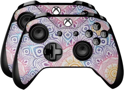 Glossy Glitter Skin Compatible with Microsoft Xbox One Controller (2 Pack) - Watercolor Blue - Premium 3M Vinyl Protective Wrap Decal Cover - Easy to Apply | Crafted in The USA by MightySkins in Saudi Arabia