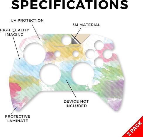 Glossy Glitter Skin Compatible with Microsoft Xbox One Controller (2 Pack) - Watercolor Blue - Premium 3M Vinyl Protective Wrap Decal Cover - Easy to Apply | Crafted in The USA by MightySkins in Saudi Arabia