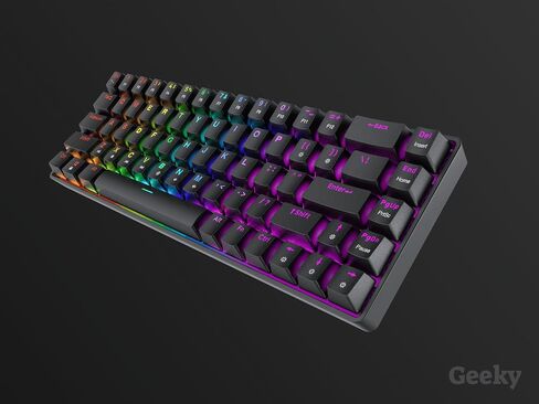 Geeky GK65 65% | Hot Swappable Mechanical Gaming Keyboard | 68 Keys Multi Color RGB LED Backlit for PC/Mac Gamer | ANSI US American Layout (White, Mechanical Black) in Saudi Arabia