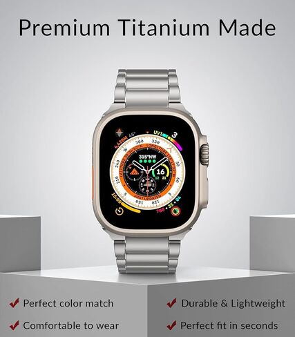 Titanium Band for Apple Watch Ultra 2, Titanium Metal Watchband Strap with Integrated Buckle for Apple iWatch 46mm 45mm 44mm 42mm 41mm 40mm 38mm Series 10/9/8/7/6/5/4/3/2/1/SE in Saudi Arabia
