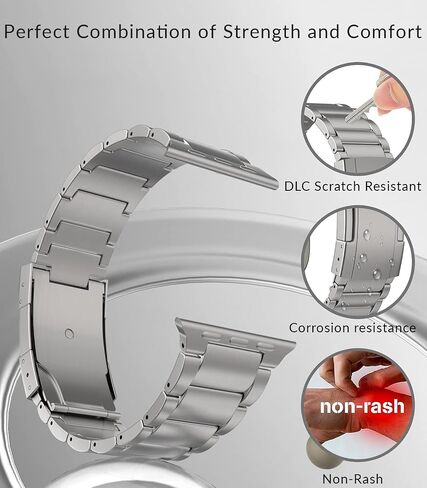 Titanium Band for Apple Watch Ultra 2, Titanium Metal Watchband Strap with Integrated Buckle for Apple iWatch 46mm 45mm 44mm 42mm 41mm 40mm 38mm Series 10/9/8/7/6/5/4/3/2/1/SE in Saudi Arabia