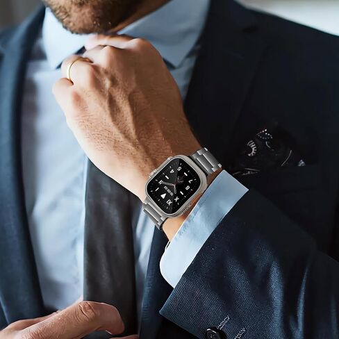 Titanium Band for Apple Watch Ultra 2, Titanium Metal Watchband Strap with Integrated Buckle for Apple iWatch 46mm 45mm 44mm 42mm 41mm 40mm 38mm Series 10/9/8/7/6/5/4/3/2/1/SE in Saudi Arabia