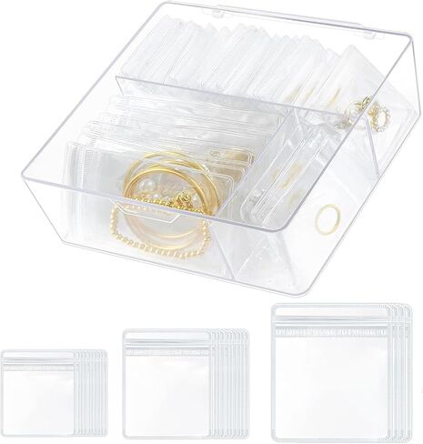 Acrylic Jewelry Holder Organizer Box with Velvet Tray, Rotating Necklace and Earring Display Stand, 24 Hooks Clear Storage Rack for Bracelets, Rings, and Long Necklaces in Kuwait