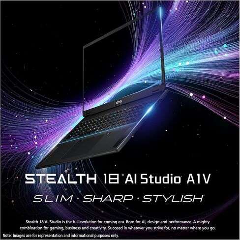 MSI Stealth 18 AI Studio Gaming Laptop, Intel Ultra 9-185H, 64 GB DDR5 RAM, 2 TB PCIe SSD, 18" WQUXGA (3840x2400) 120 Hz Mini LED Display, Nvidia G-Force RTX 4080, Backlit Keyboard, W11 Home, Midnight in Saudi Arabia