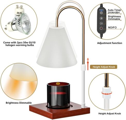 Candle Warmer Lamp with Timer & Dimmer, Electric Candle Warmer Light for Jar Candles Burner, Dimmable Wax Melts Warmer for Bedroom Home Decor, Modern Candle Melter Heater Gifts for Mom in Kuwait