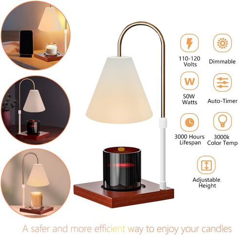 Candle Warmer Lamp with Timer & Dimmer, Electric Candle Warmer Light for Jar Candles Burner, Dimmable Wax Melts Warmer for Bedroom Home Decor, Modern Candle Melter Heater Gifts for Mom in Kuwait