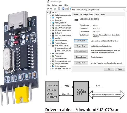cablecc USB-C Type-C Female to TTL Adapter Board CH340G CH340 3.3V 5V Adapter Replace PL-2303 (Without housing) in Saudi Arabia