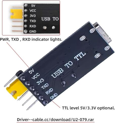 cablecc USB-C Type-C Female to TTL Adapter Board CH340G CH340 3.3V 5V Adapter Replace PL-2303 (Without housing) in Saudi Arabia