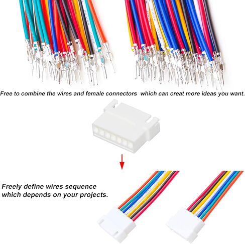 XH 2.54mm jst female موصل مع سلك 22AWG مسبقًا ، JST XHP-12،2/3/4/6/6/8/9/10/10/12pin موصل بطول 10/20/10/00/10 سم (مجموعة 1 مجموعة XH2.54 12PIN-20CM) in Kuwait