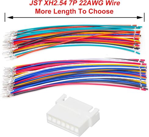 XH 2.54mm jst female موصل مع سلك 22AWG مسبقًا ، JST XHP-12،2/3/4/6/6/8/9/10/10/12pin موصل بطول 10/20/10/00/10 سم (مجموعة 1 مجموعة XH2.54 12PIN-20CM) in Kuwait
