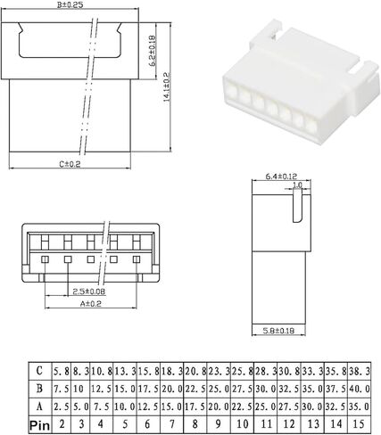 XH 2.54mm jst female موصل مع سلك 22AWG مسبقًا ، JST XHP-12،2/3/4/6/6/8/9/10/10/12pin موصل بطول 10/20/10/00/10 سم (مجموعة 1 مجموعة XH2.54 12PIN-20CM) in Kuwait
