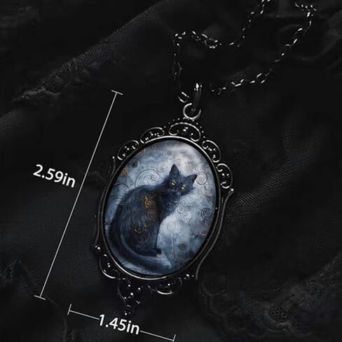 Goth Black Cat Cameo Necklace Set Vintage Gothic Black Cat Pendant Halloween Witch Costume Accessories Women Girls Chocker Jewelry Gift in Saudi Arabia