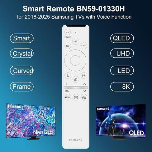 Replacement Voice Remote for Samsung TV Remote Control BN59-01330H/RMCSPR1AP1 Compatible for All Samsung with Voice Function Smart Curved Frame QLED LED LCD Crystal UHD 4K TVs with 3 Shortcut Buttons in Kuwait