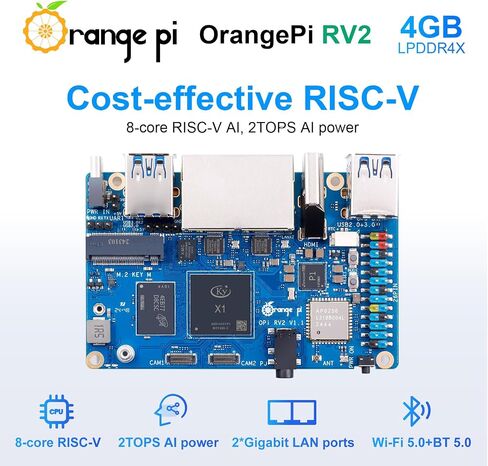 RV2 8GB RAM LPDDR4X RISC V 8 Core 2Tops Al Arithmetic Power Development Board, Wi-Fi 5+BT 5 with BLE Support Single Board Computer Run Ubuntu24.04 (8GB) in Saudi Arabia