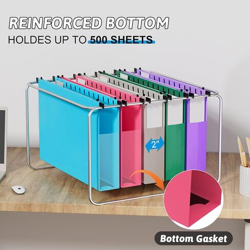 Extra Capacity Legal Size Plastic Hanging File Folders,Heavy Duty 2 Inch Expansion,12 Pack Reinforced Expanding Legal Hanging Folders,Legal Filing Cabinet Folders for Bulky Files,Assorted Color in Saudi Arabia