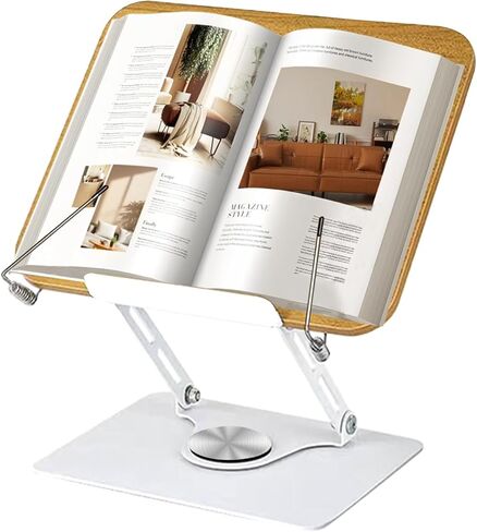 Computer Bracket Height&Angle Adjustable Book Holder 360° Rotating Base Foldable Cookbook Stand Recipe Book Holder with Elastic Page Clips in Saudi Arabia