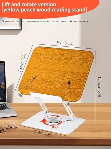 Computer Bracket Height&Angle Adjustable Book Holder 360° Rotating Base Foldable Cookbook Stand Recipe Book Holder with Elastic Page Clips in Saudi Arabia