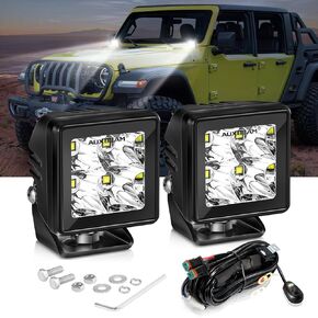 Auxbeam LED Pod Light, 2 Inch Amber Fog Light Offroad Cube Light Pods Focusing Spotlights, 4000LM Yellow Spot Beam Auxiliary Driving Ditch Work Lights for Auto Truck Car Jeep