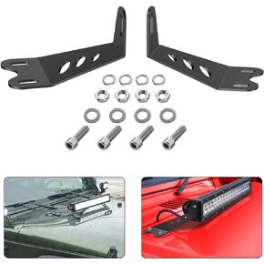 Nilight 2PCS Hood Mounting Brackets for 20" LED Light Bar on Jeep Wrangler JK 2007-2017, 2 Years Warranty (90040B), Black