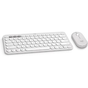 Logitech Pebble 2 Combo for Mac, Wireless Keyboard and Mouse, Slim, Quiet and Portable, Customizable, Bluetooth Mouse and Keyboard, Easy-Switch, for macOS, iPadOS - Tonal White