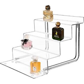 9x7 Inch Acrylic Riser Display Shelf, 4 Tier Display Riser Compatible with Funko POP Figures, Perfume Organizer, Tiered Display Stand Risers for Display, Acrylic Display for Decoration and Organizer