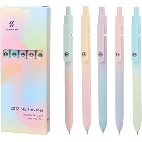 FIOVER Gel Pens, 5pcs Black Ink Gel Pens Medium Point 0.7mm Smooth Writing Pens Ballpoint with Comfort Grip, Aesthetic Pens for Journaling School Office Supplies Pen Gifts for Women Men