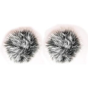 ZRAMO5 Packs Professional Furry Outdoor wireless Lavalier Microphone Wind Screen Furry Muffs Diameter 4-8mm Fits Most Lapel Clip Lav Windscreen Windproof Wind Screen (5pack (Black/White)+10pc sponge)