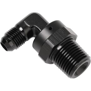 6AN Male Flare to 1/2 NPT Pipe Swivel 90 Degree Fitting Adapter Connector Aluminum Black