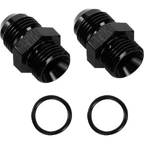Aluminum -4 AN Flare to -4 AN ORB O-ring Boss Port Male Fuel Pump Rail Adapter High Flow Radius, Black