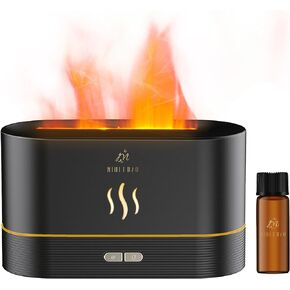 Flame Diffuser Mist Humidifier Aromatherapy Diffuser with Waterless Auto-Off Protection for Spa Home Yoga Office（Black）