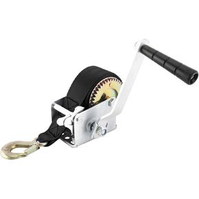 8MILELAKE Heavy Duty 600lbs Hand Winch Crank Strap Gear Winch for Trailer Boat ATV